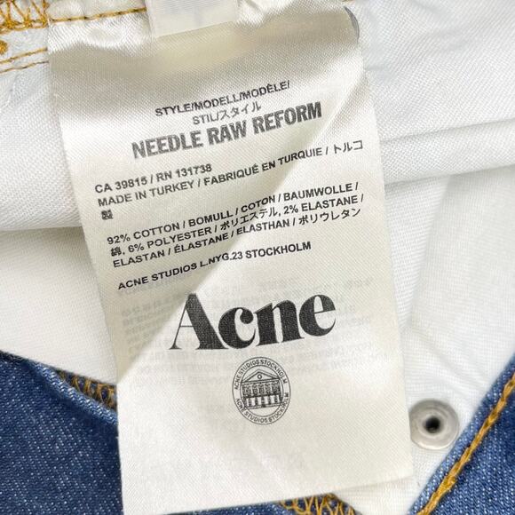 Acne Studios Womens 27/34 Needle Raw Reform‎ Jeans Dark Wash Skinny Mid Rise - Picture 6 of 8
